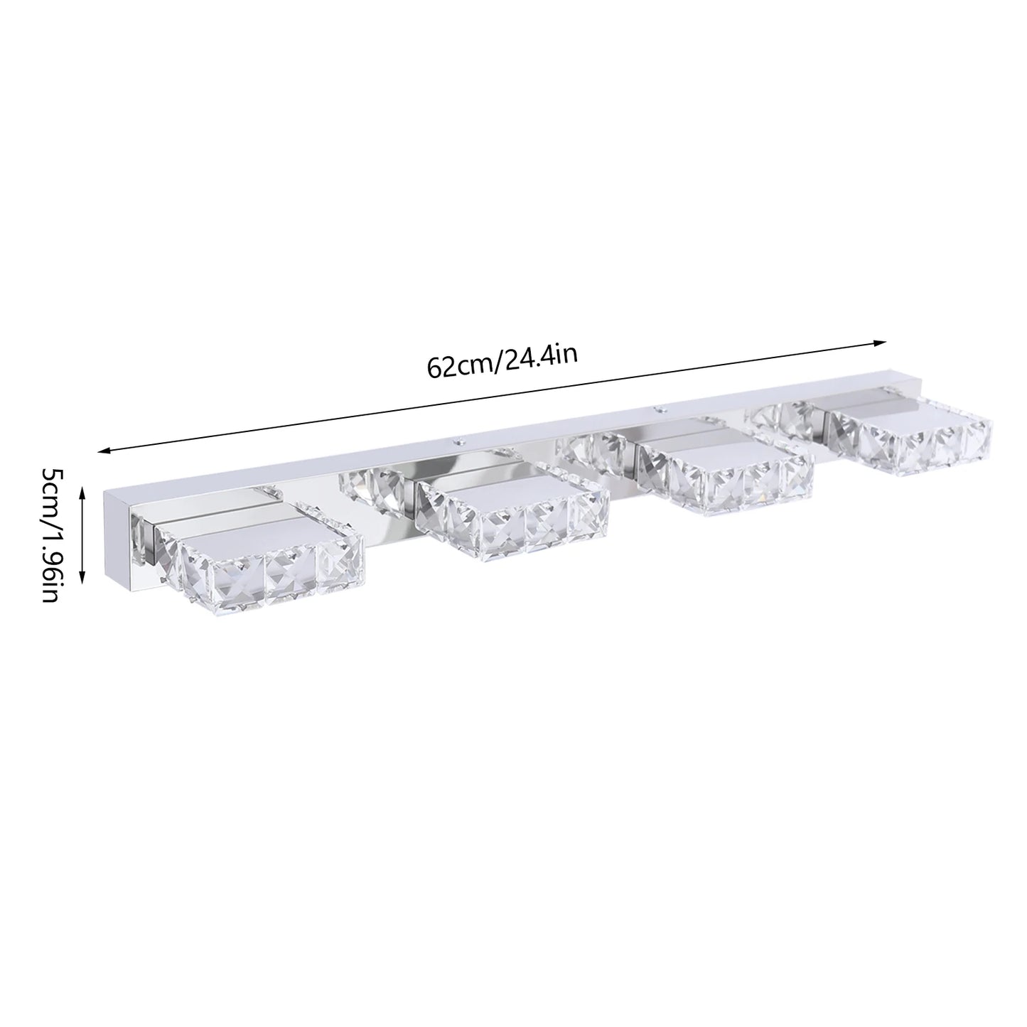 Bymaocar 4-Head Crystal Mirror Light LED Wall Sconce