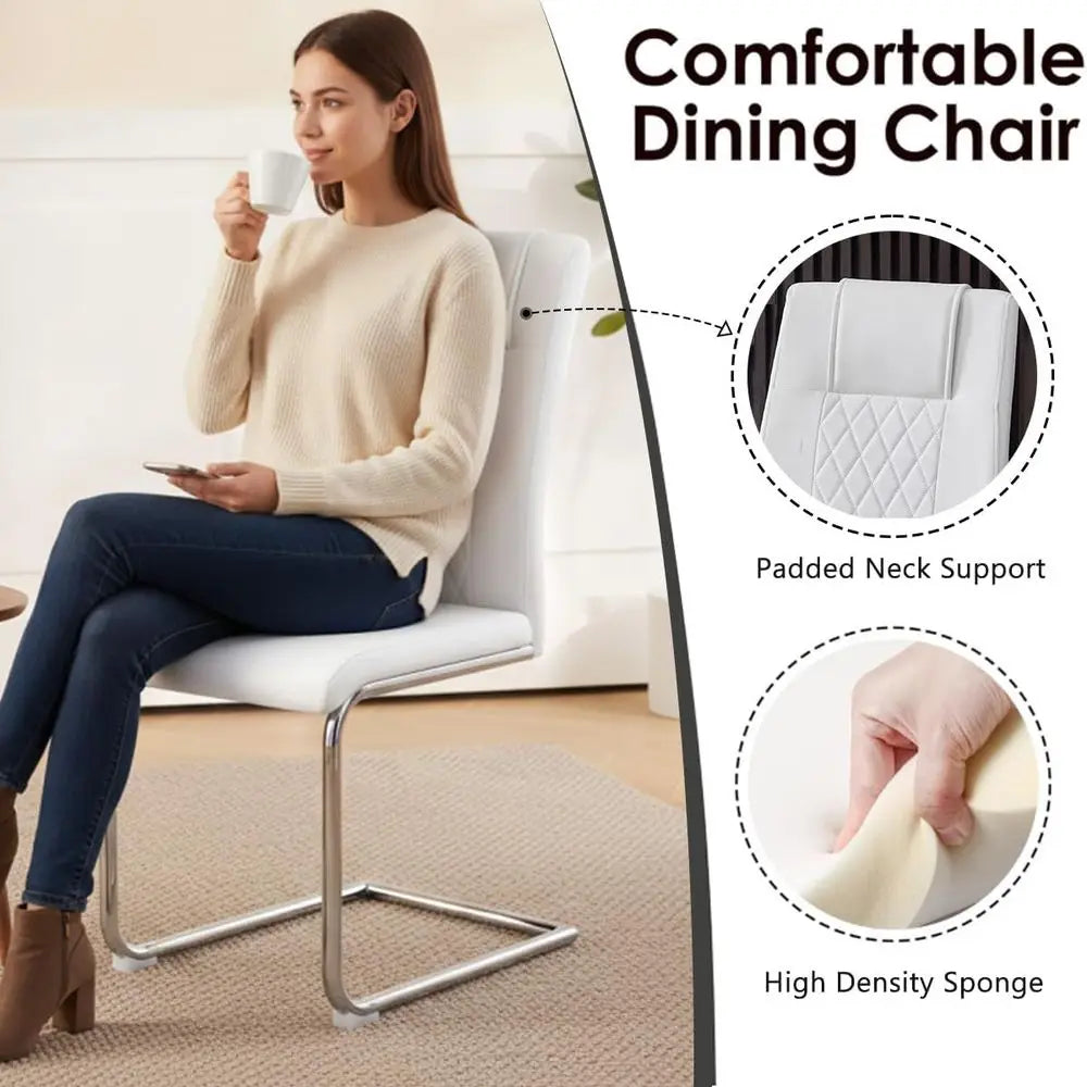 Dining Chairs High Back Waterproof Leather Upholstered Wood Frame