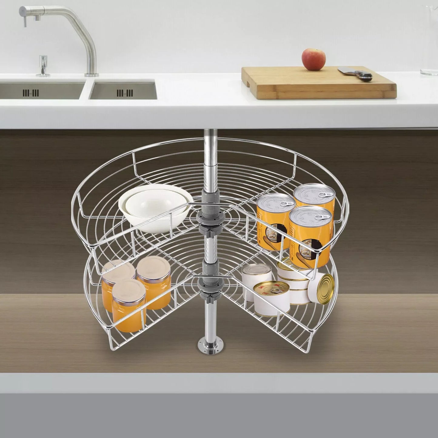 Iron Corner Cabinet Lazy Susan Organizer For Kitchen Base