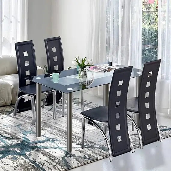 Four Seat Tempered Glass Dining Set For Compact Spaces
