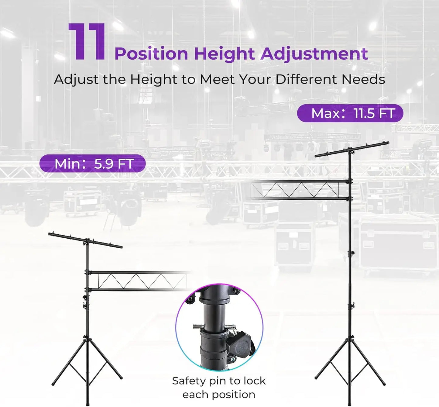 Stage Lighting Stand And Truss System With 220 Lb Capacity