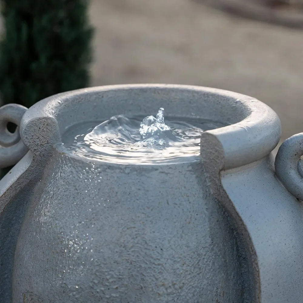 Solar Amphora Polyresin Tank Fountain Outdoor Water Feature