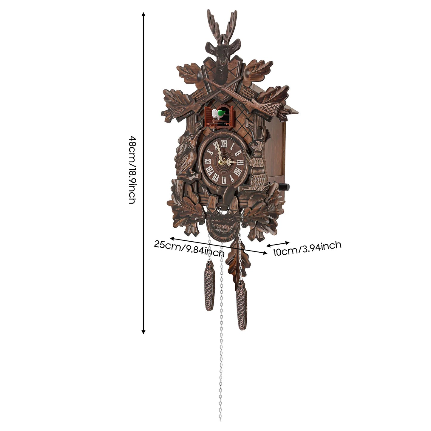 Forest Nordic Style Retro Cuckoo Wall Clock Wooden Hanging Decor