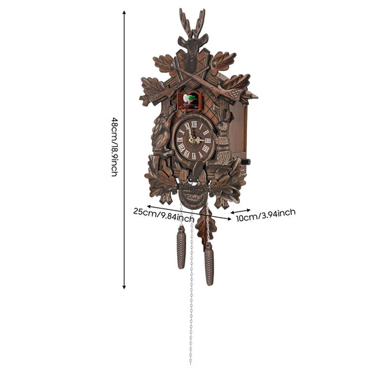 Forest Nordic Style Retro Cuckoo Wall Clock Wooden Hanging Decor