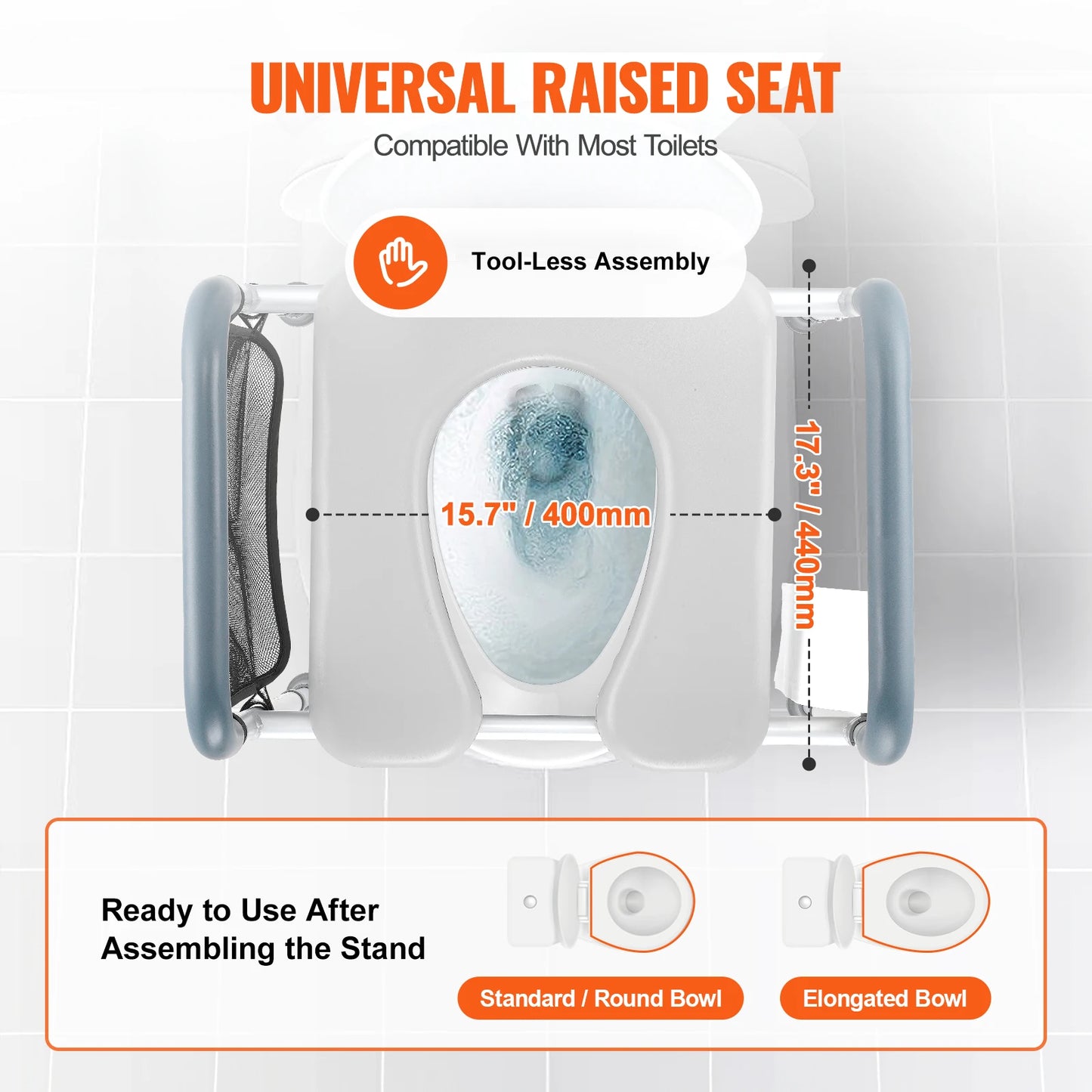 SucceBuy Raised Toilet Seat With 7-Position Height Adjustment 350 Lbs