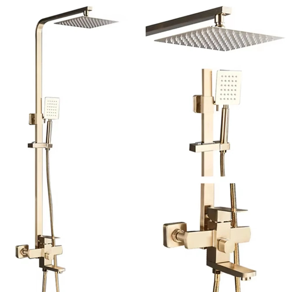 Shinesia Black Luxury Wall Mounted Shower Faucet Set With Swivel