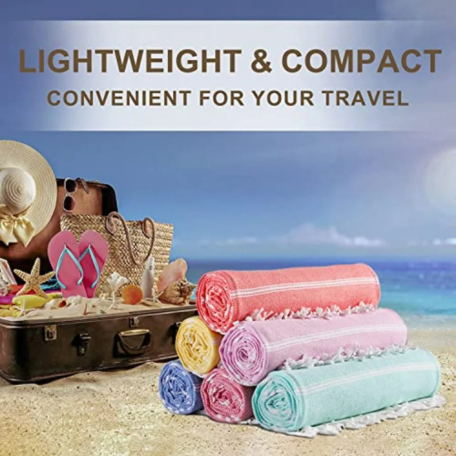 Turkish Cotton Beach Towel Set for Pool and Swim Outdoors