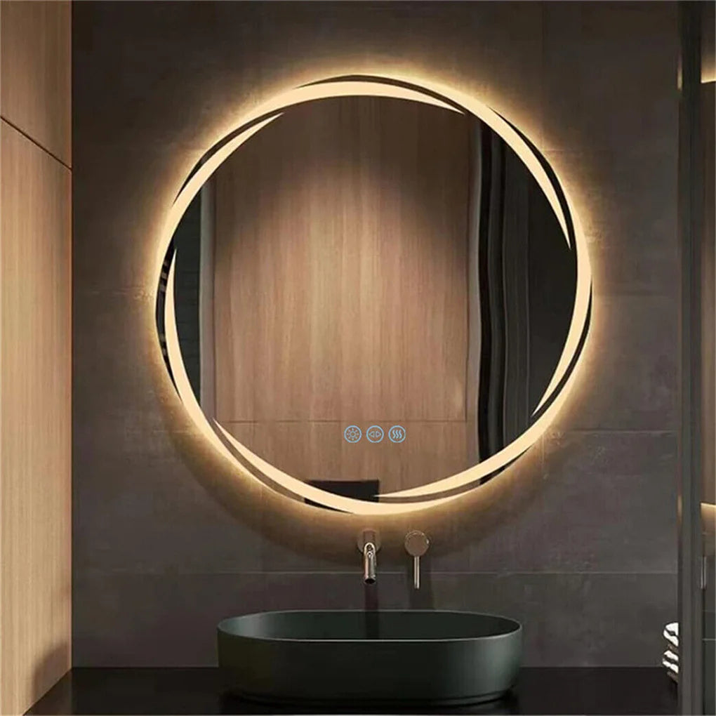 Antifog LED Circle Backlit Bathroom Mirror Wall Mount Vanity Shatterproof