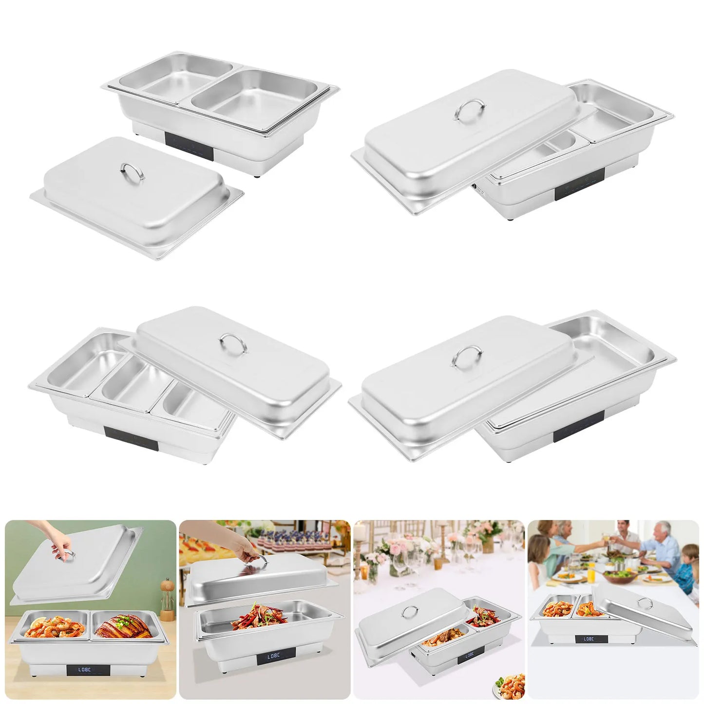 Bymaocar Electric Chafing Dish Buffet Warmer With Digital Temperature Control