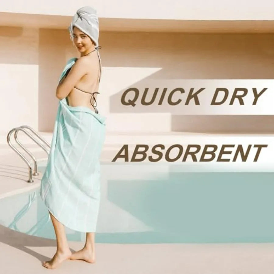 Turkish Cotton Beach Towel Set for Pool and Swim Outdoors