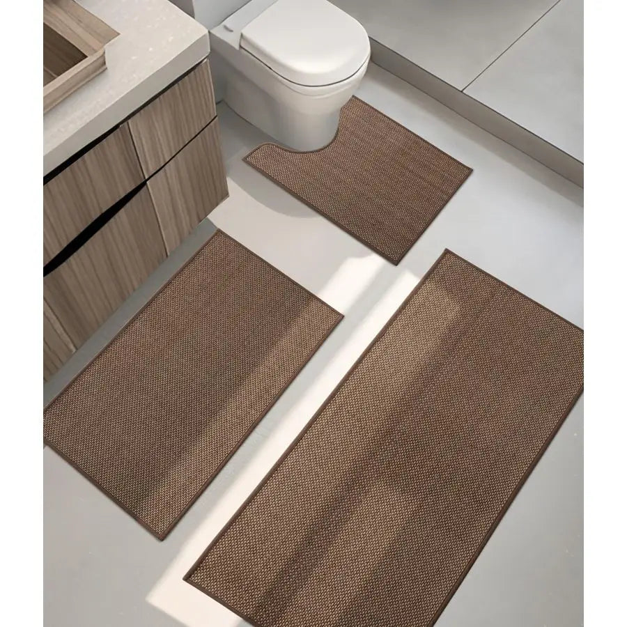 Bathroom Rugs Sets 3 Pieces Ultra Thin Braided Bath Mats