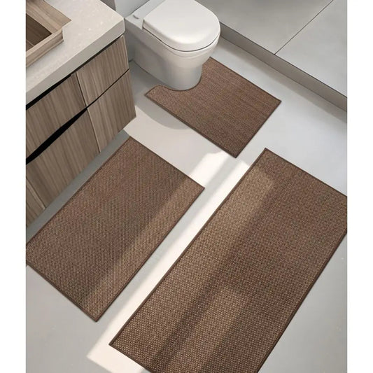 Bathroom Rugs Sets 3 Pieces Ultra Thin Braided Bath Mats