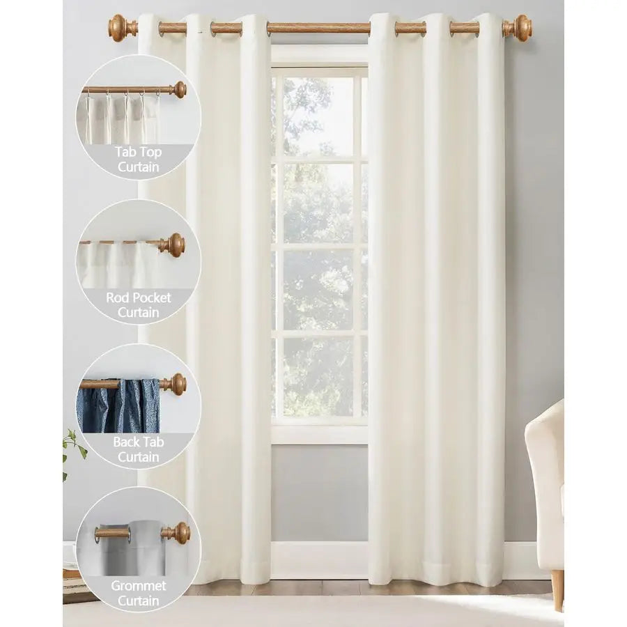 Curtain Rods Heavy Duty With Imitation Wood Grain Finials