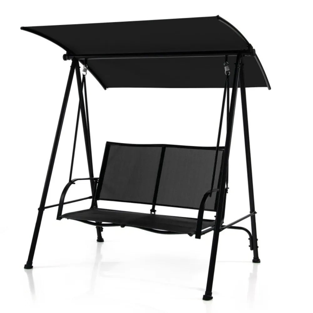 2-Seat Outdoor Patio Swing Chair With Fabric Seat And Frame