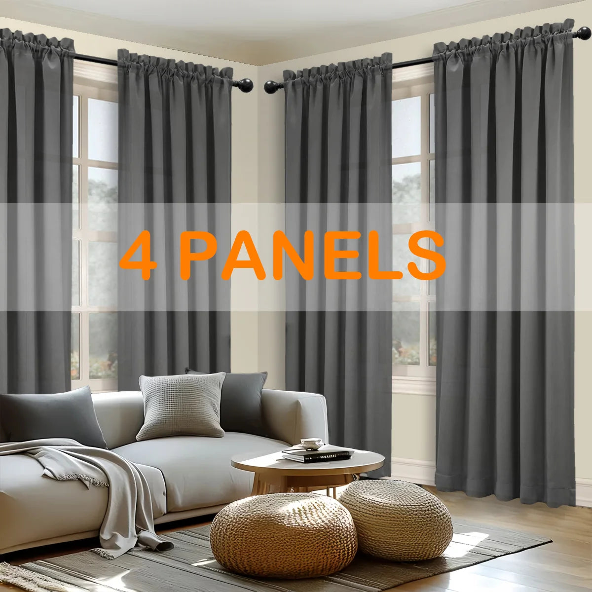 Sabalonica Light Filtering Curtains 4 Pack Fade Resistant Rod Pocket