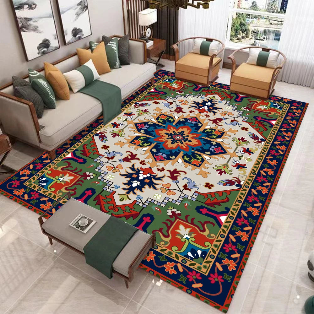 European Retro Living Room Carpet Non Slip Washable Rug