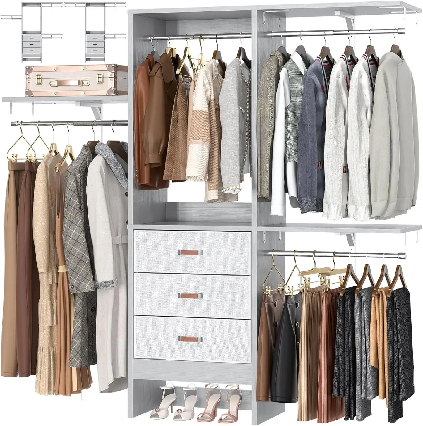 Walk In Closet Organization System With Adjustable Shelves
