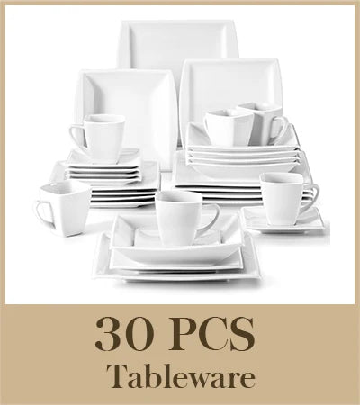 MALACASA Porcelain Dinnerware Set Includes Plates Cups Saucers For 12