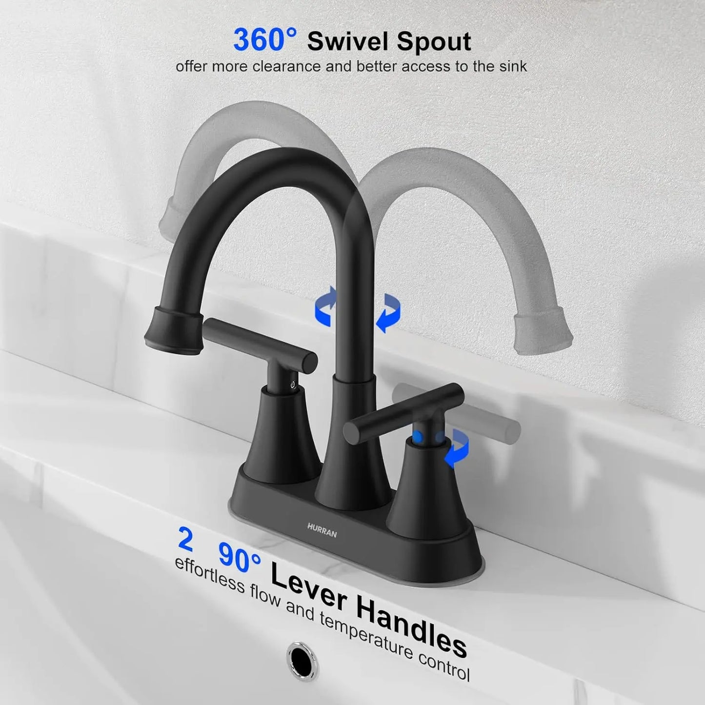 Three Hole Bathroom Faucet Pop Up Drain Lead Free Steel