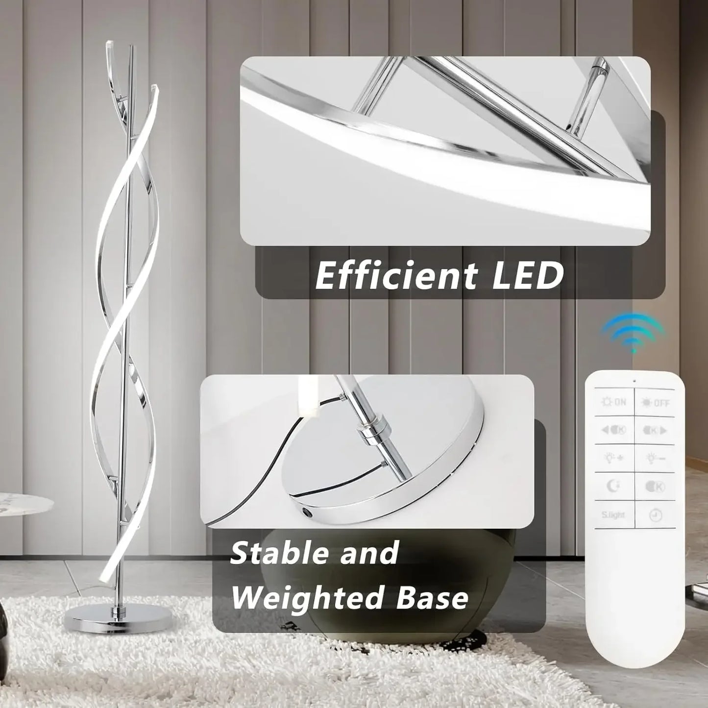 Adisun 40W LED Modern Floor Lamp With Remote Control
