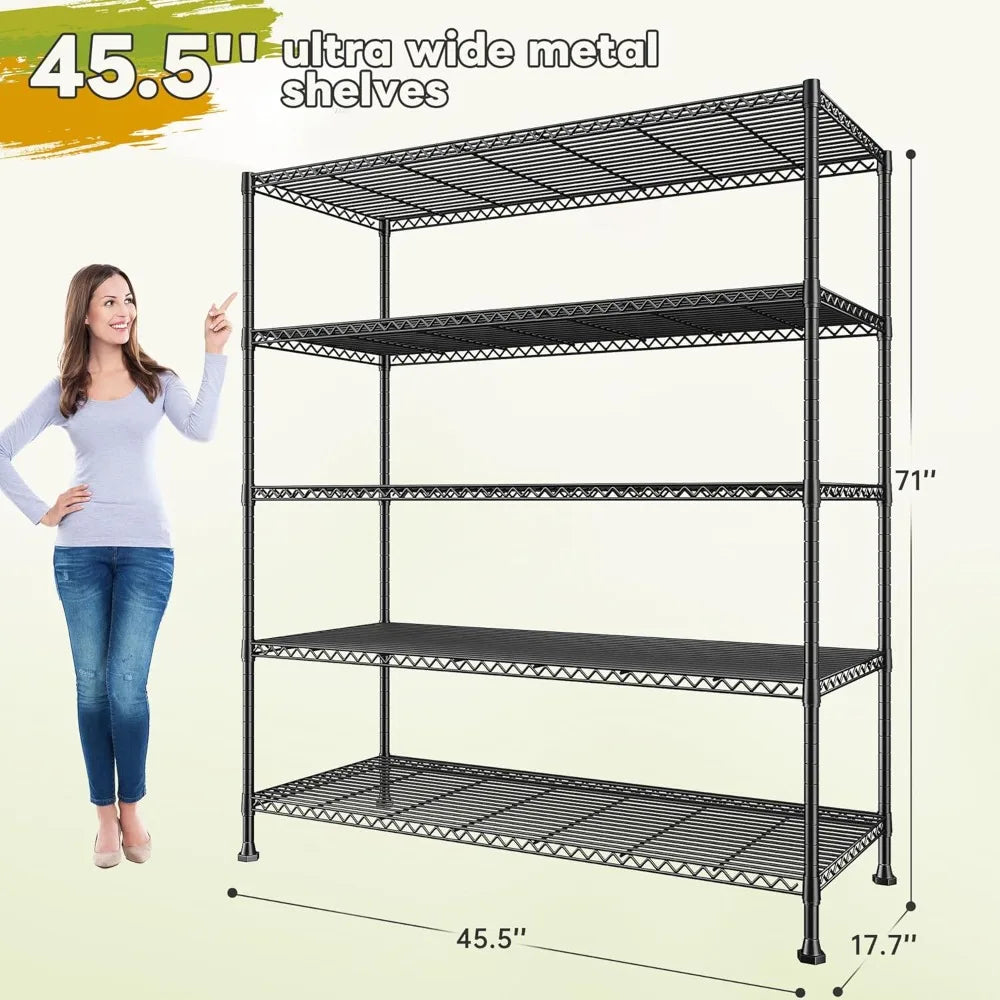 5-Tier Adjustable Metal Shelving Unit Heavy Duty Wire Rack