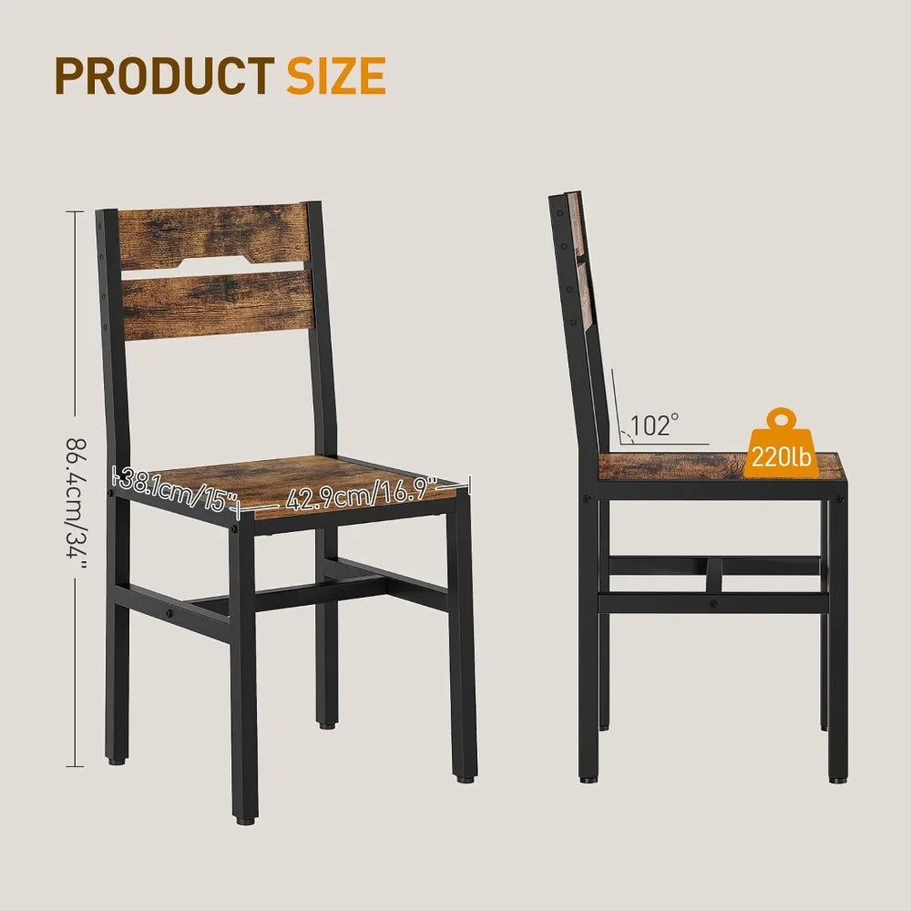 Dining Chairs Set Of 6 Rustic Wood And Metal Frame
