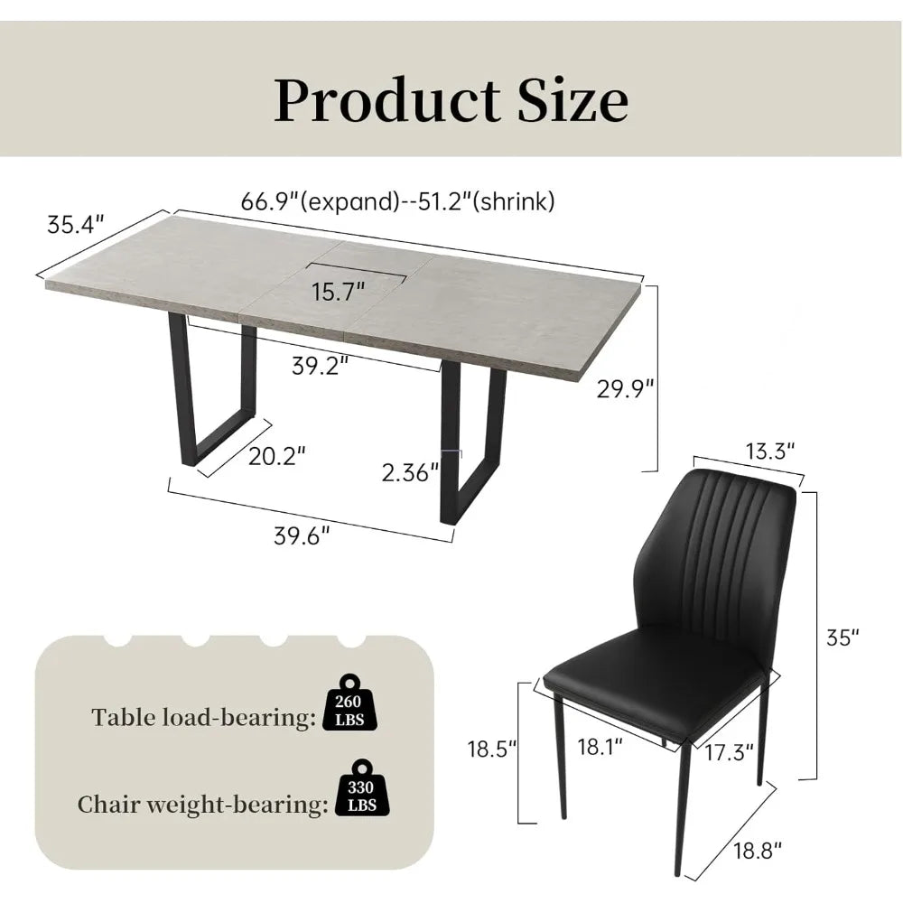 Mid-Century Extendable Dining Table Set With Upholstered Chairs