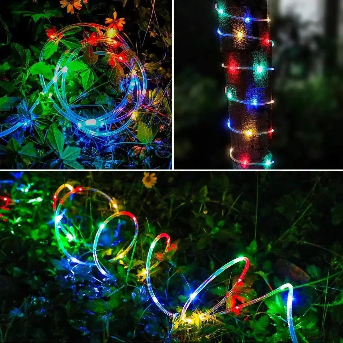 IEEYEEY LED Solar Rope Light Garland For Outdoor Garden Decor