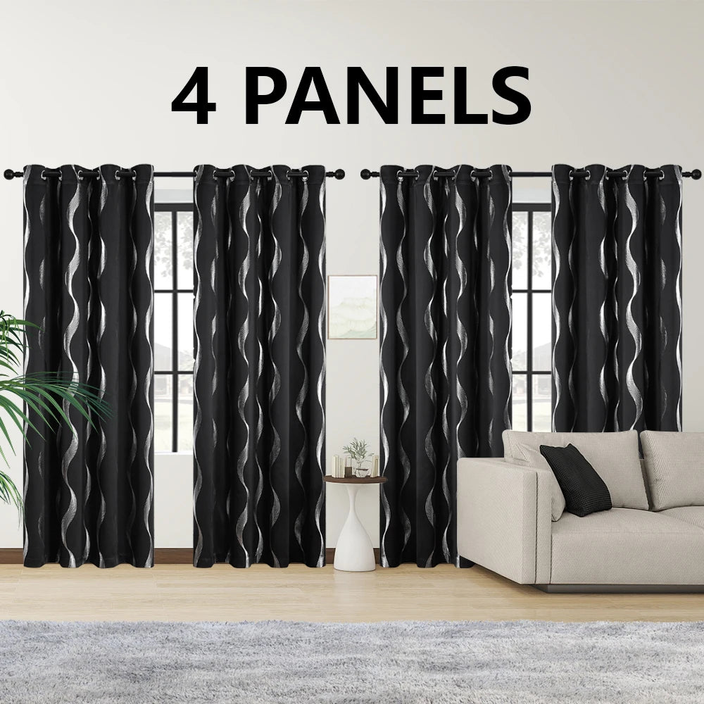 4 Piece Blackout Curtains With Grommet Thermal Insulated Bedroom