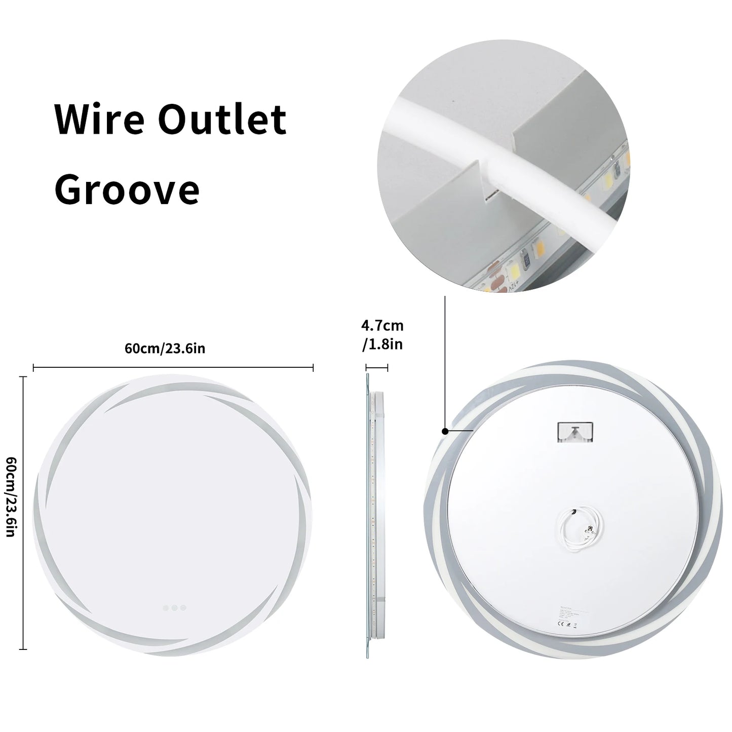 Antifog LED Circle Backlit Bathroom Mirror Wall Mount Vanity Shatterproof
