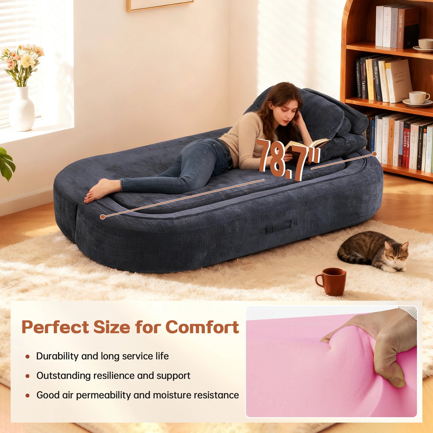 79" Convertible Sleeper Couch Bed, 2-in-1 Folding Sofa Bed with Pillow Blanket Loveseat Boneless Couches for Living Room Sofas