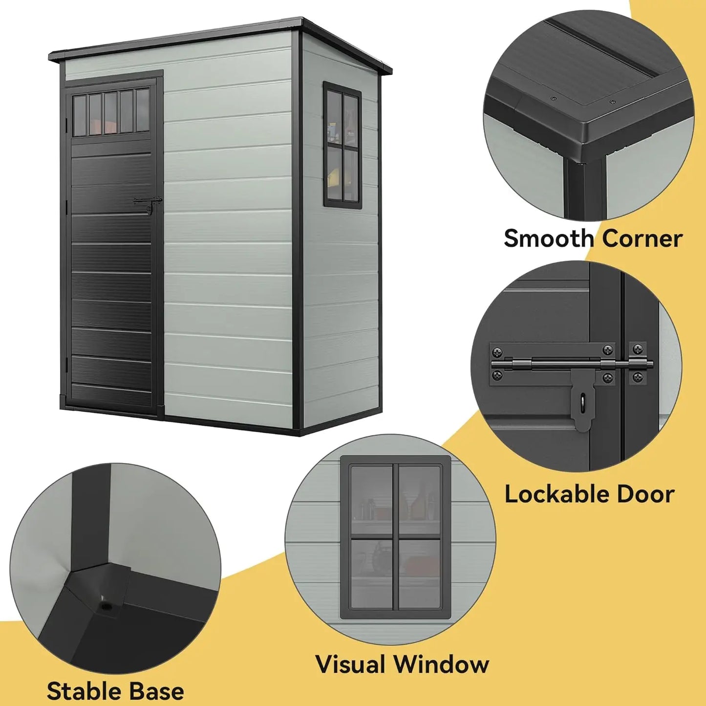 Outdoor Storage Shed With Fence Style And Side Windows Lockable Doors