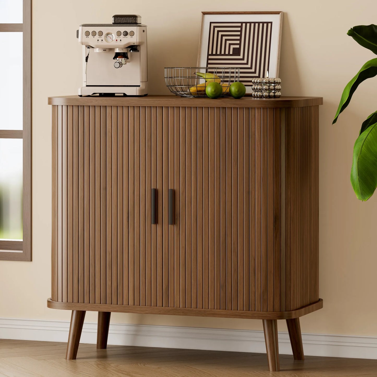 31.5" Sideboard Buffet Cabinet with Storage, Sliding Door & Adjustable Shelf, Modern Accent Coffee Bar Console Table for Kitchen, Entryway