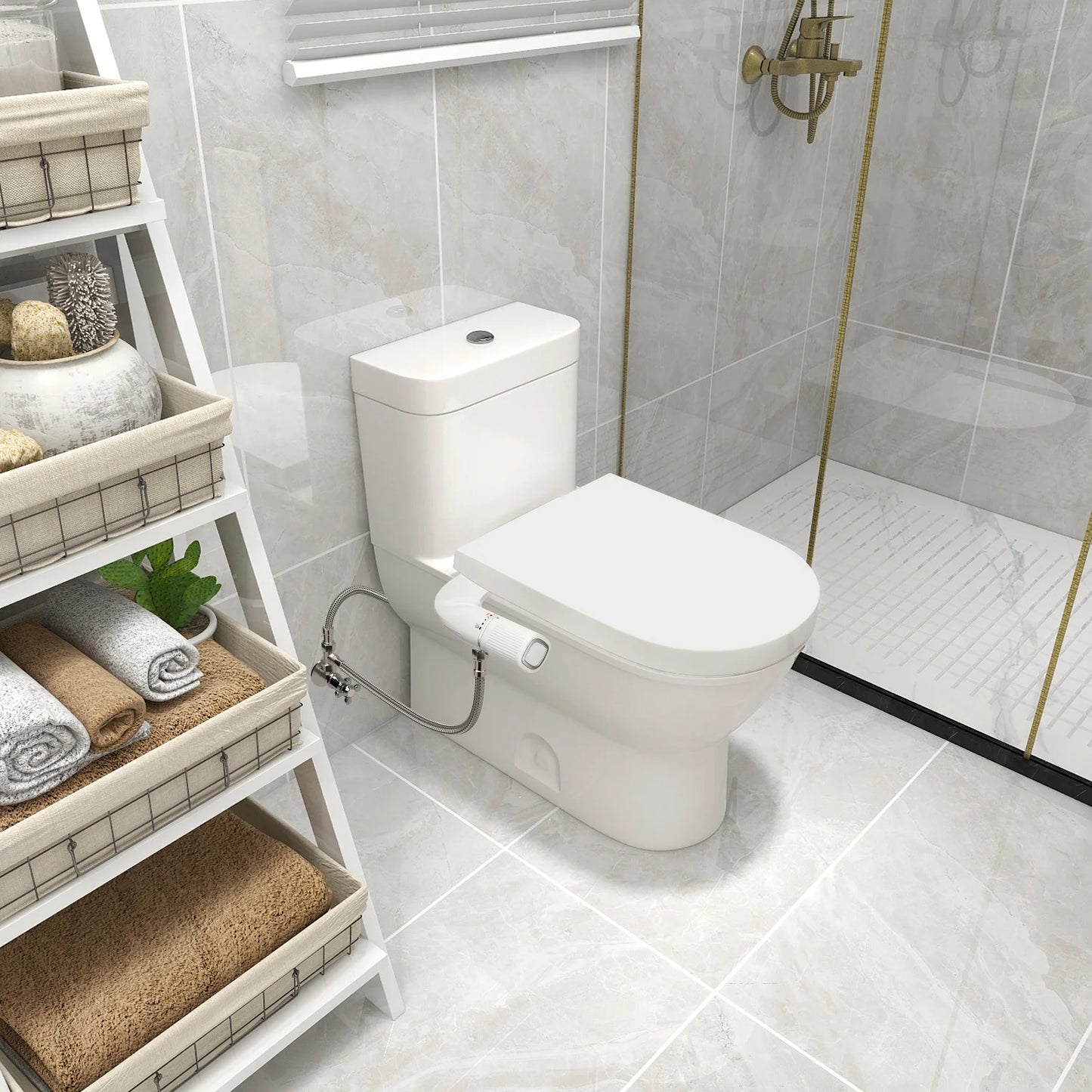 SAMODRA Bidet Toilet Attachment Dual Nozzles Adjustable Water Pressure