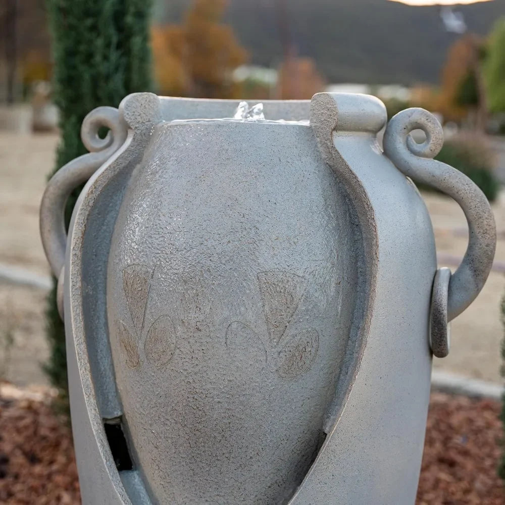 Solar Amphora Polyresin Tank Fountain Outdoor Water Feature