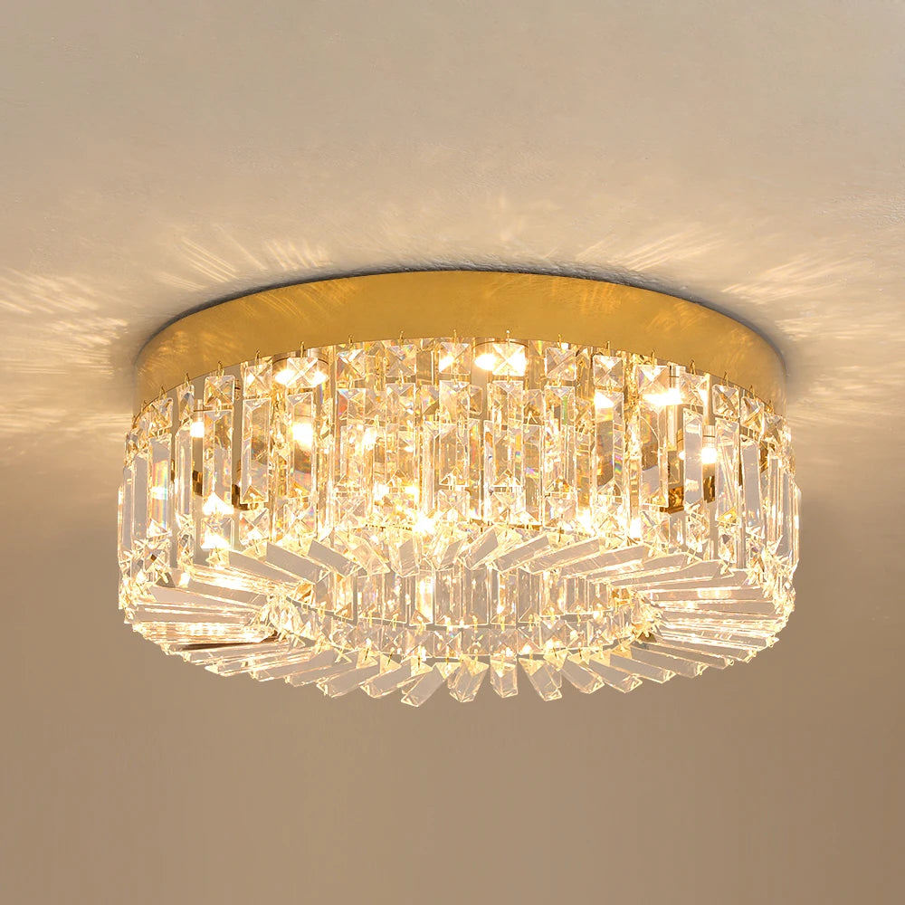 VETRULUS Crystal Ceiling Lamp Gold Modern Chandelier For Living Room