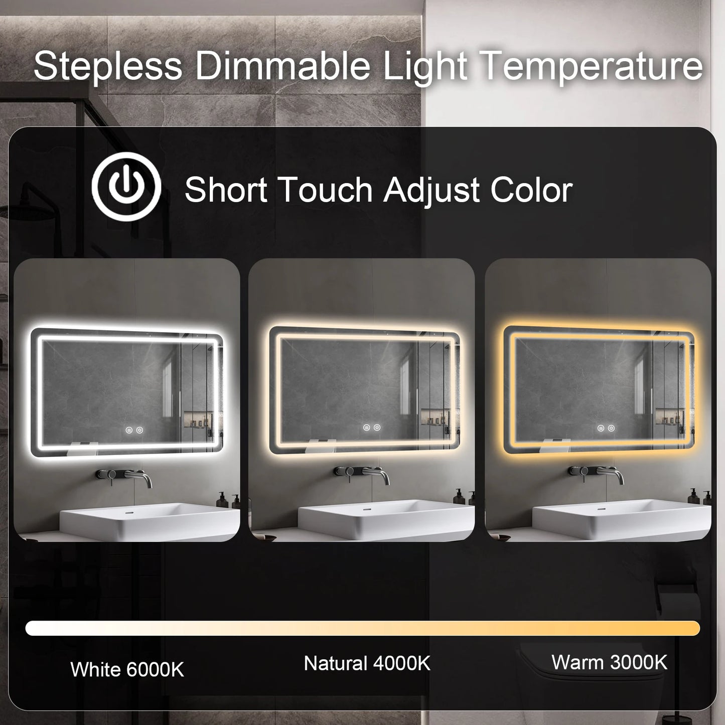 Mygiivovo LED Bathroom Vanity Mirror With Backlit Fogless Demister