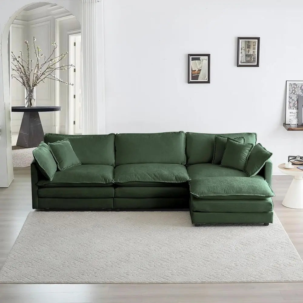 Luxurious 3 Piece Sofa Set With Removable Ottoman Storage