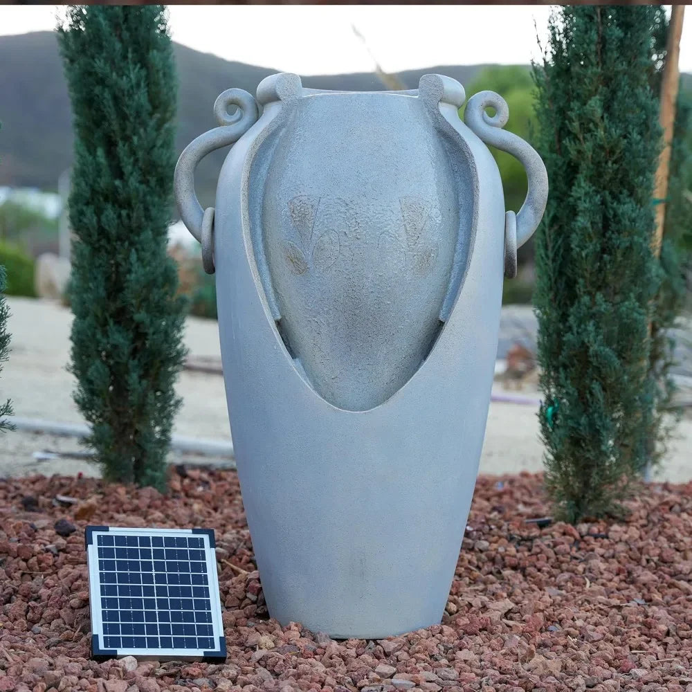Solar Amphora Polyresin Tank Fountain Outdoor Water Feature