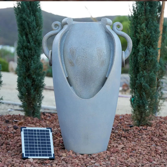 Solar Amphora Polyresin Tank Fountain Outdoor Water Feature