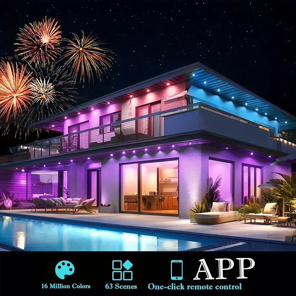 MIMIRGB Outdoor Eaves Lights LED String Strip With App Control
