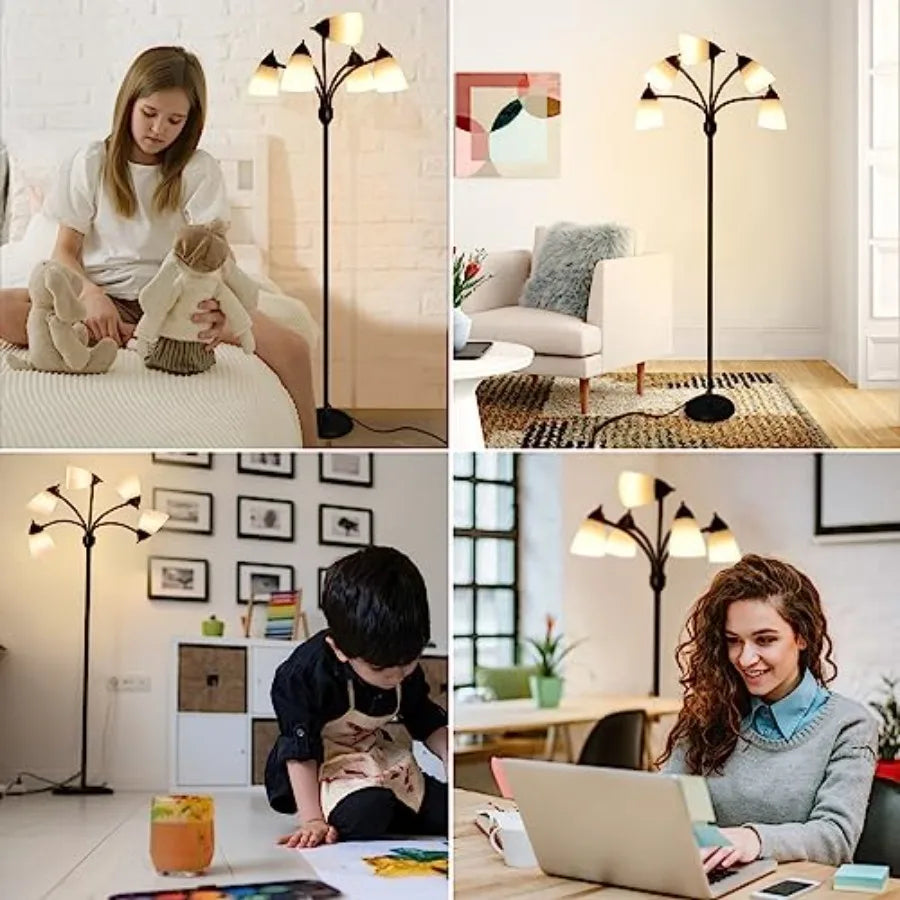 Tall Floor Lamp With Flexible Gooseneck For Home Office
