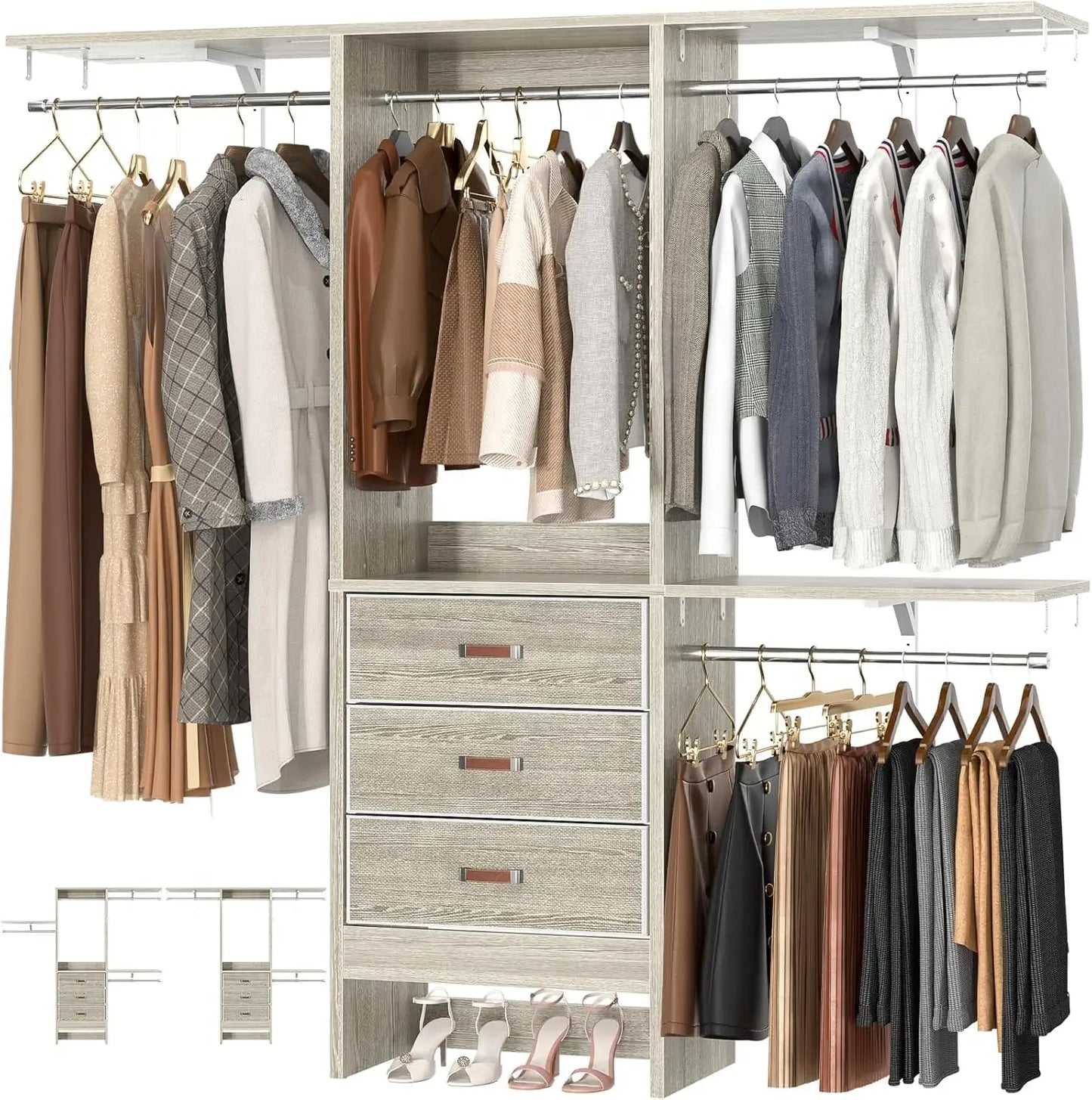 Walk In Closet Organization System With Adjustable Shelves