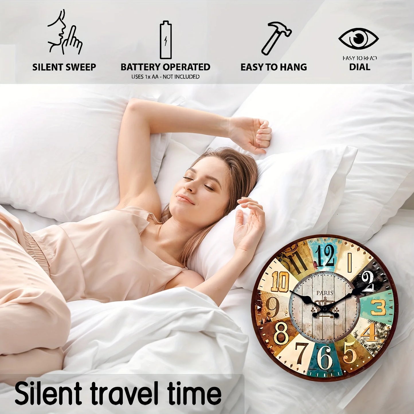 Constantplanet XMSJ Wooden Round Wall Clock With Lattice Roulette Design