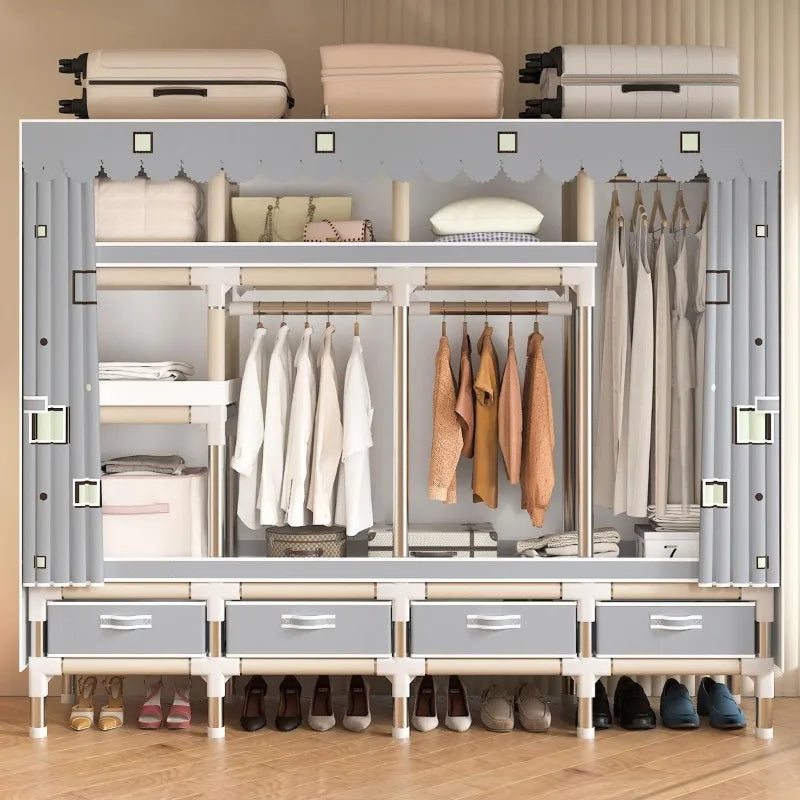 ArluKin Walk-In Closet With Drawers And Dust Cover