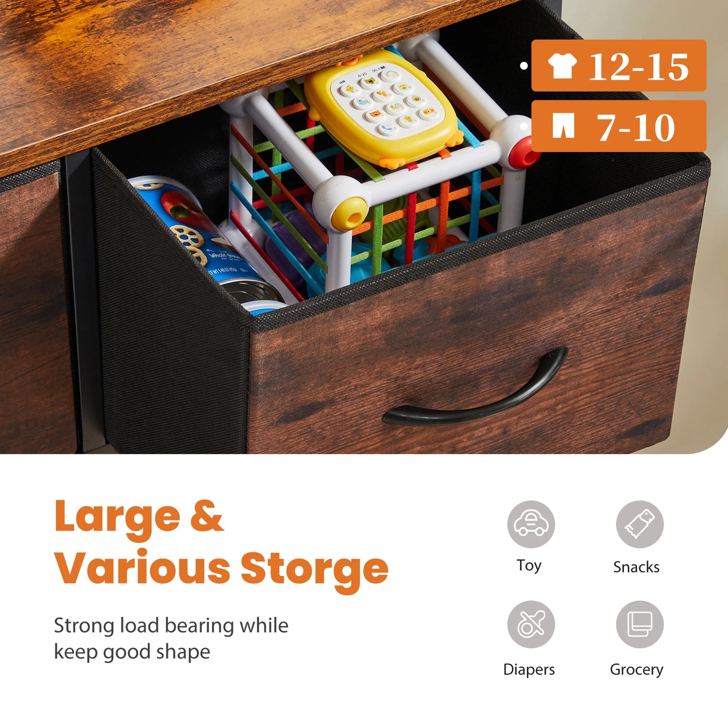 JHK 9 Drawer Fabric Storage Dresser For Bedroom Wardrobe