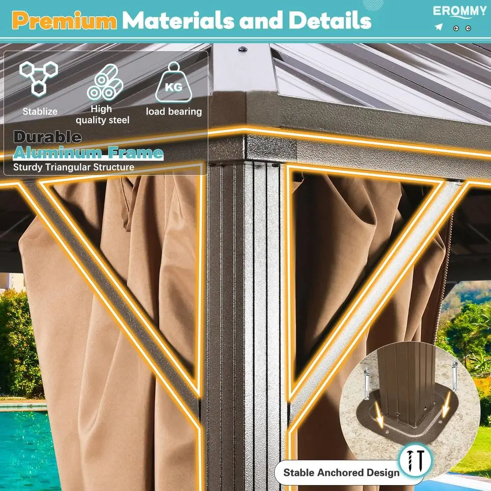 XPLV Hardtop Gazebo Aluminum Frame With Galvanized Steel Roof