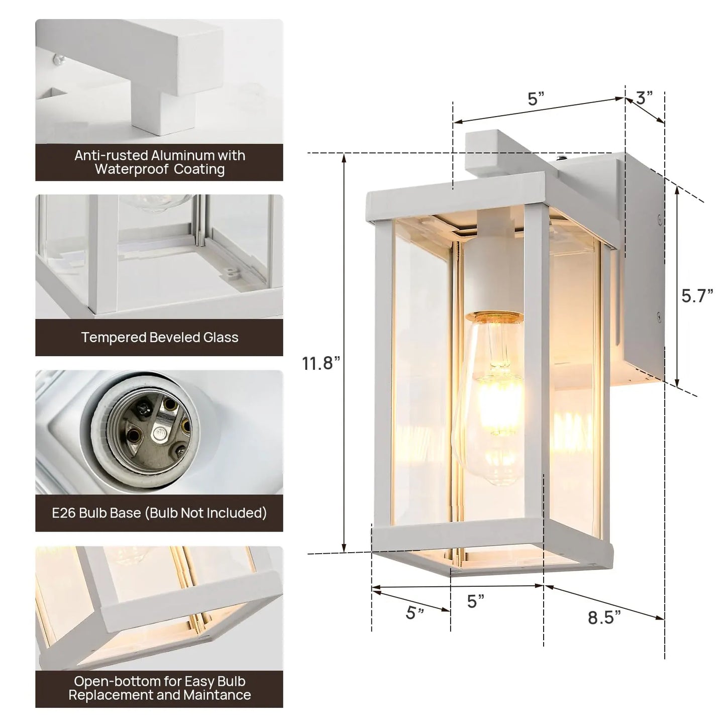 Dusk To Dawn Exterior Wall Light With GFCI Outlet Mounting