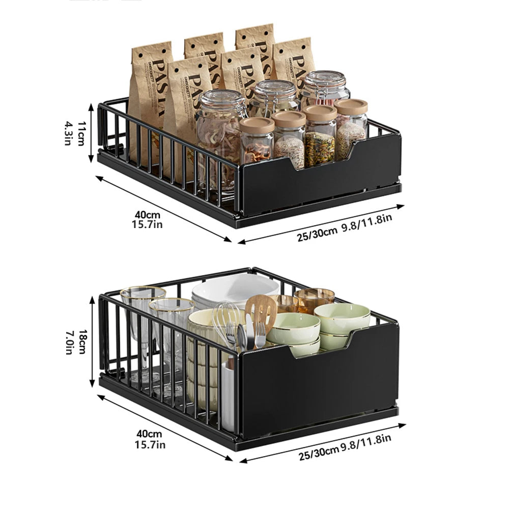 TWISTER.CK Pull Out Cabinet Organizer With Foldable Steel Drawers