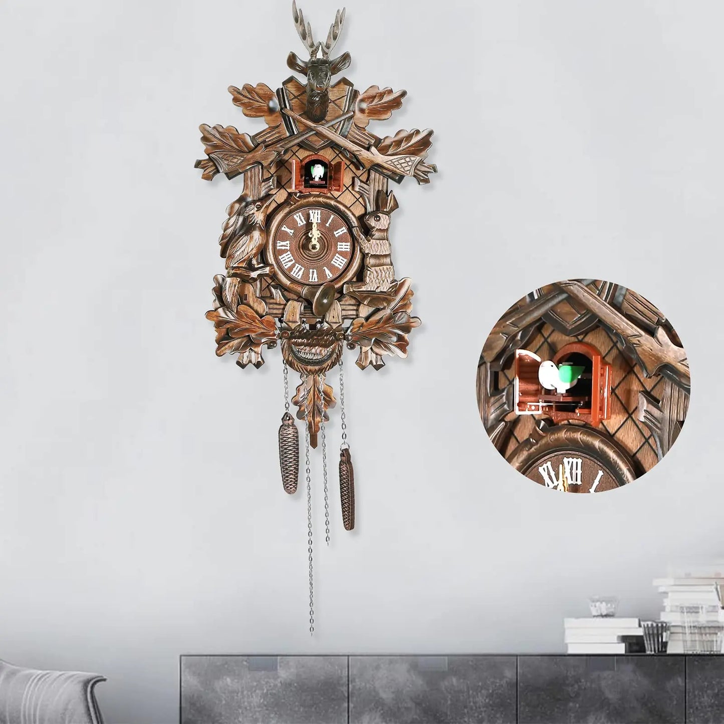 Black Forest Cuckoo Wall Clock, Traditional German Style